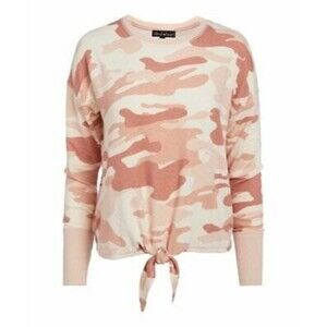 Derek Heart Cozy Tie Bottom Top Size M Long Sleeve Camo Ash Rose NWT B9
